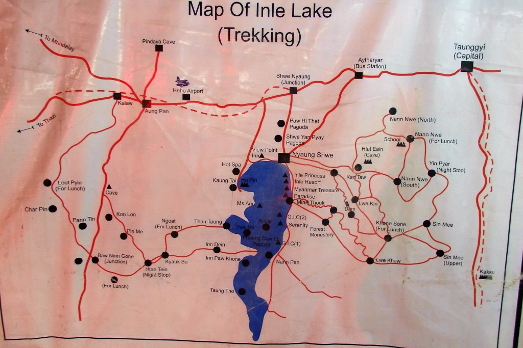 Mapa trekingu Kalaw - Jezioro Inle